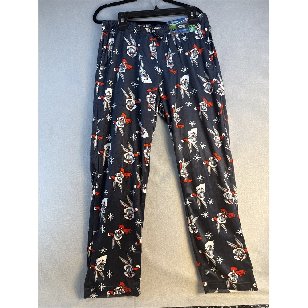 Looney Tunes Bugs Bunnie Fleece‎ PJ Pants With Pockets. Size LARGE